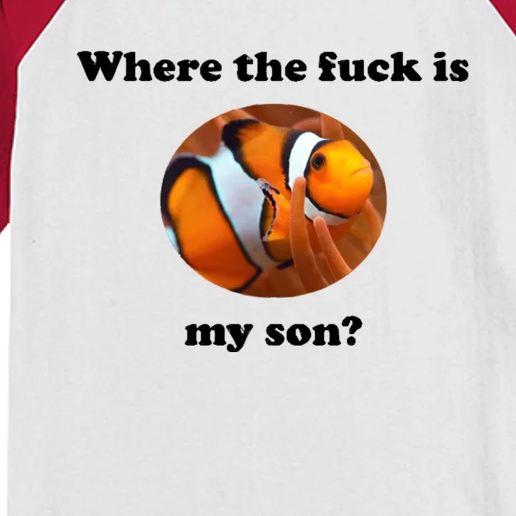 Where The Fuck Is My Son? Funny Kids Colorblock Raglan Jersey