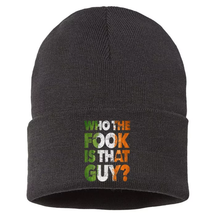 Who The Fook Is That Guy Funny For Boxing Match Sustainable Knit Beanie