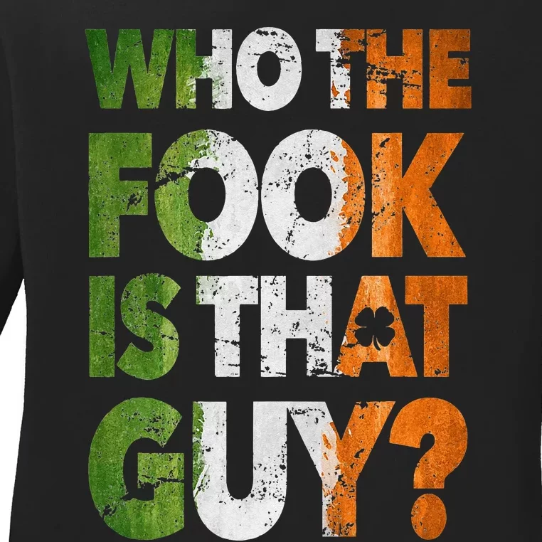 Who The Fook Is That Guy Funny For Boxing Match Ladies Long Sleeve Shirt