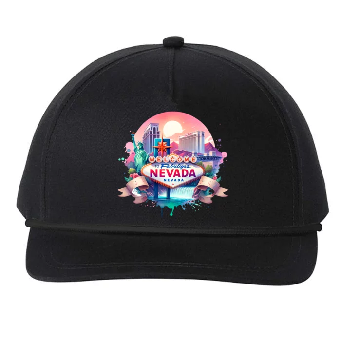 Welcome To Fabulous Nevada Las Vegas Water Color Logo Snapback Five-Panel Rope Hat