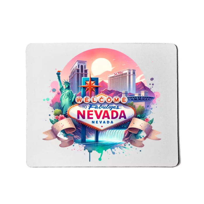 Welcome To Fabulous Nevada Las Vegas Water Color Logo Mousepad