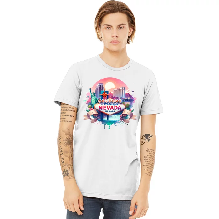 Welcome To Fabulous Nevada Las Vegas Water Color Logo Premium T-Shirt