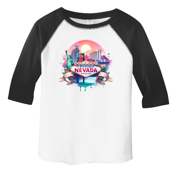 Welcome To Fabulous Nevada Las Vegas Water Color Logo Toddler Fine Jersey T-Shirt