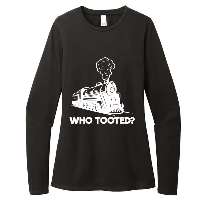 Who Tooted Funny Train Lovers & Railroad Model Trains Womens CVC Long Sleeve Shirt