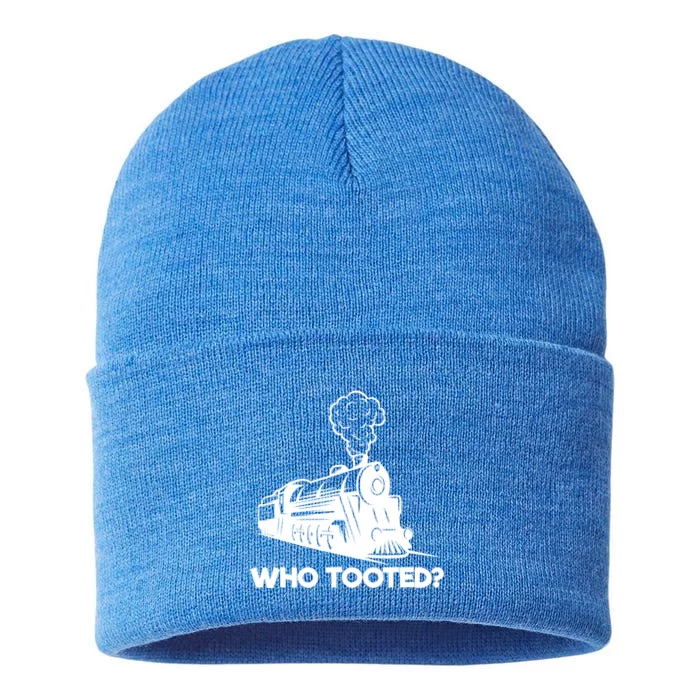 Who Tooted Funny Train Lovers & Railroad Model Trains Sustainable Knit Beanie