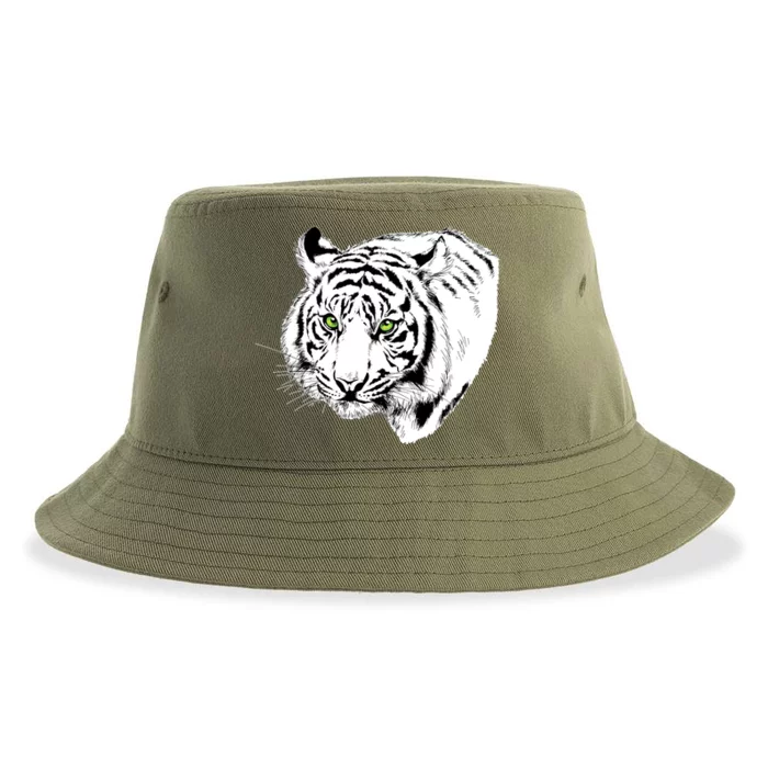 White Tiger Face Sustainable Bucket Hat