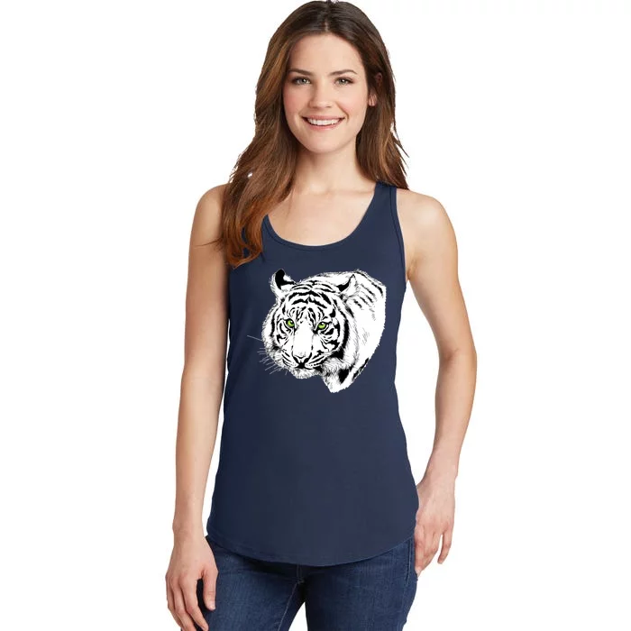 White Tiger Face Ladies Essential Tank