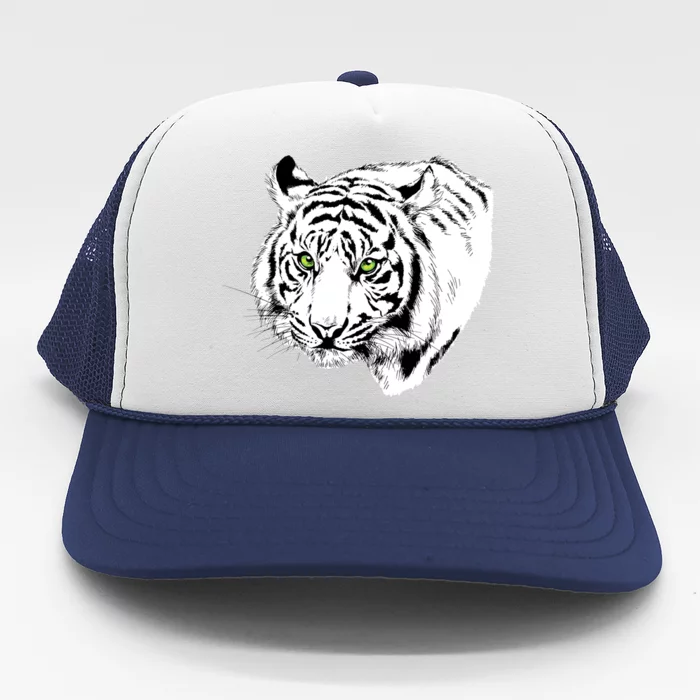 White Tiger Face Trucker Hat