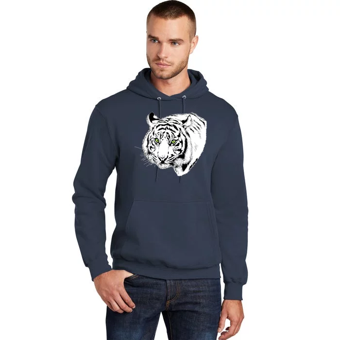 White Tiger Face Tall Hoodie