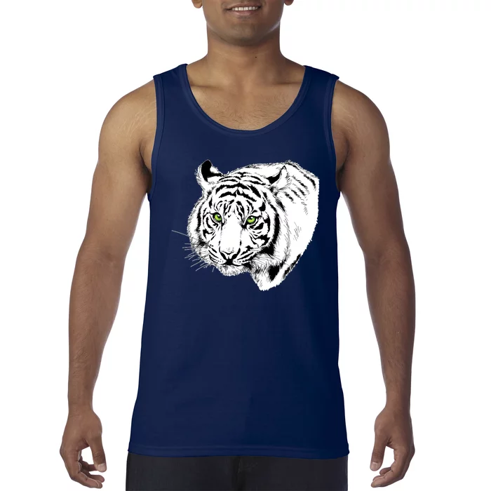 White Tiger Face Tank Top