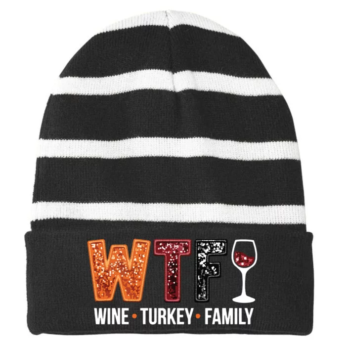 Wine Turkey Family Striped Beanie with Solid Band