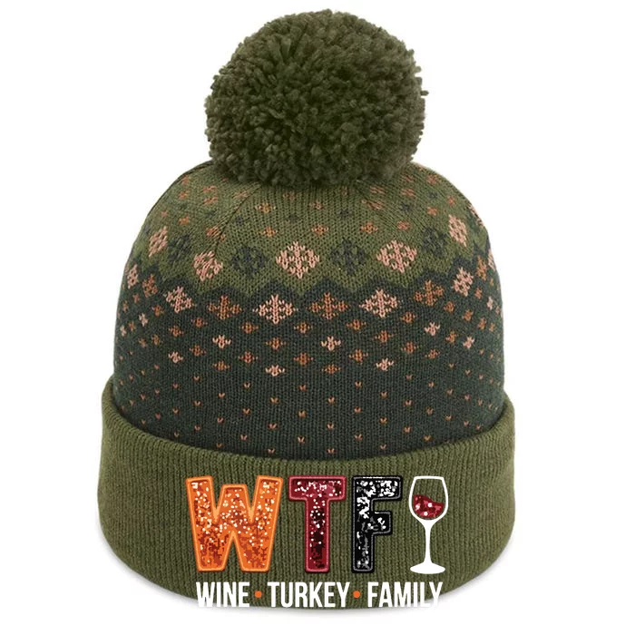 Wine Turkey Family The Baniff Cuffed Pom Beanie