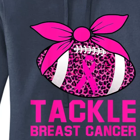 Woman Tackle Football Pink Ribbon Breast Cancer Awareness Women's Pullover Hoodie