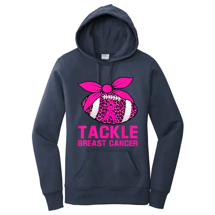 Woman Tackle Football Pink Ribbon Breast Cancer Awareness Women's Pullover Hoodie