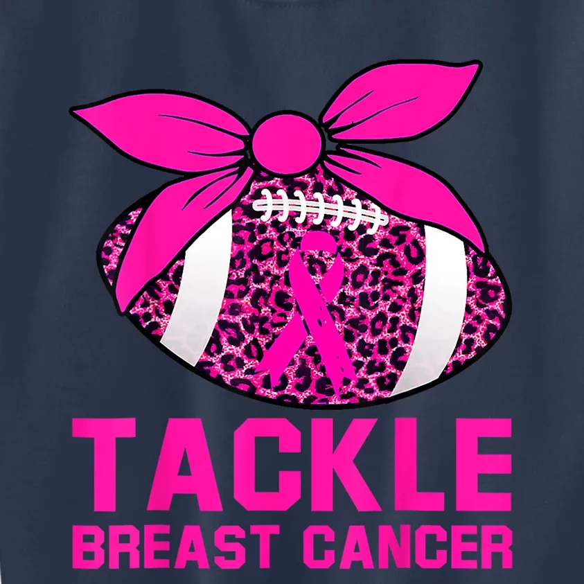 Woman Tackle Football Pink Ribbon Breast Cancer Awareness Kids Sweatshirt