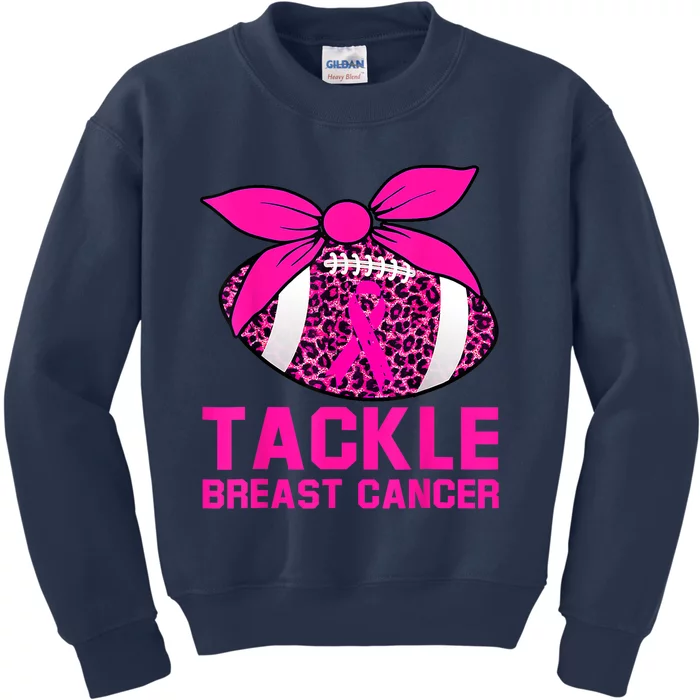 Woman Tackle Football Pink Ribbon Breast Cancer Awareness Kids Sweatshirt