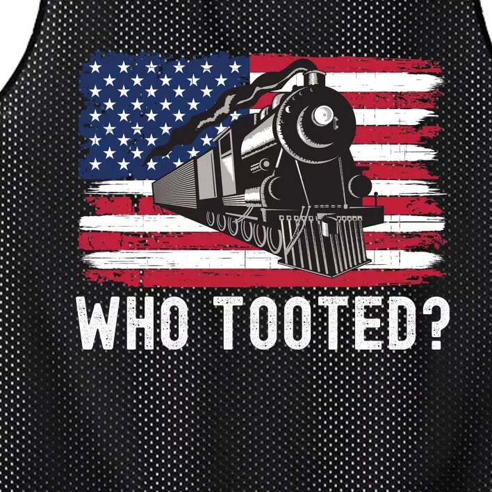 Who Tooted, Funny Train Lovers, Funny Locomotive & Railroad Mesh Reversible Basketball Jersey Tank