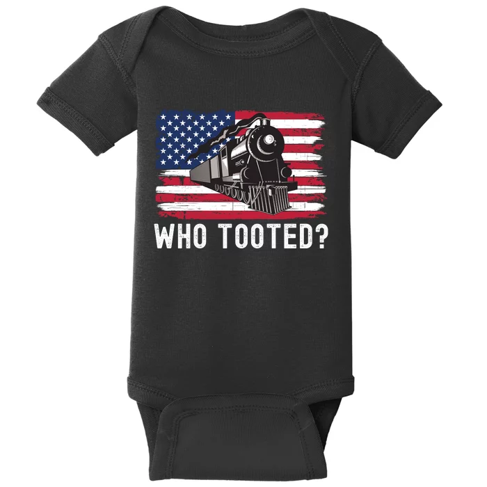 Who Tooted, Funny Train Lovers, Funny Locomotive & Railroad Baby Bodysuit