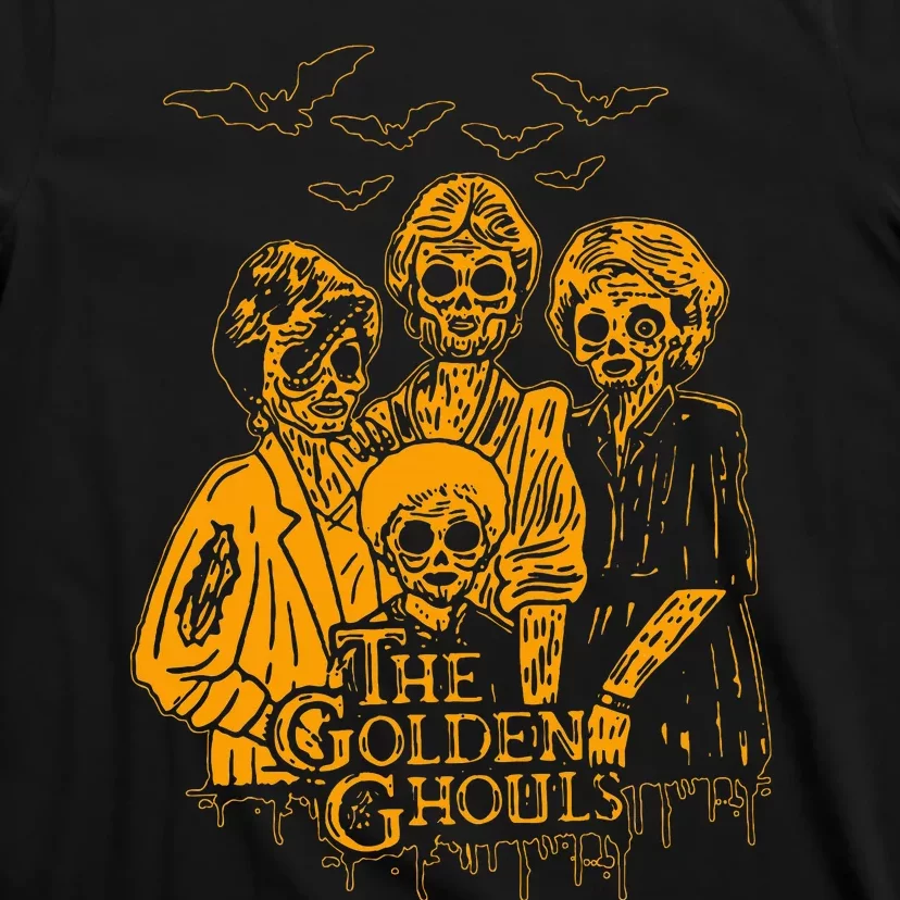 Women The Golden Ghouls Skeleton Bat Halloween Costumes T-Shirt