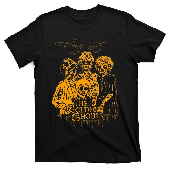 Women The Golden Ghouls Skeleton Bat Halloween Costumes T-Shirt