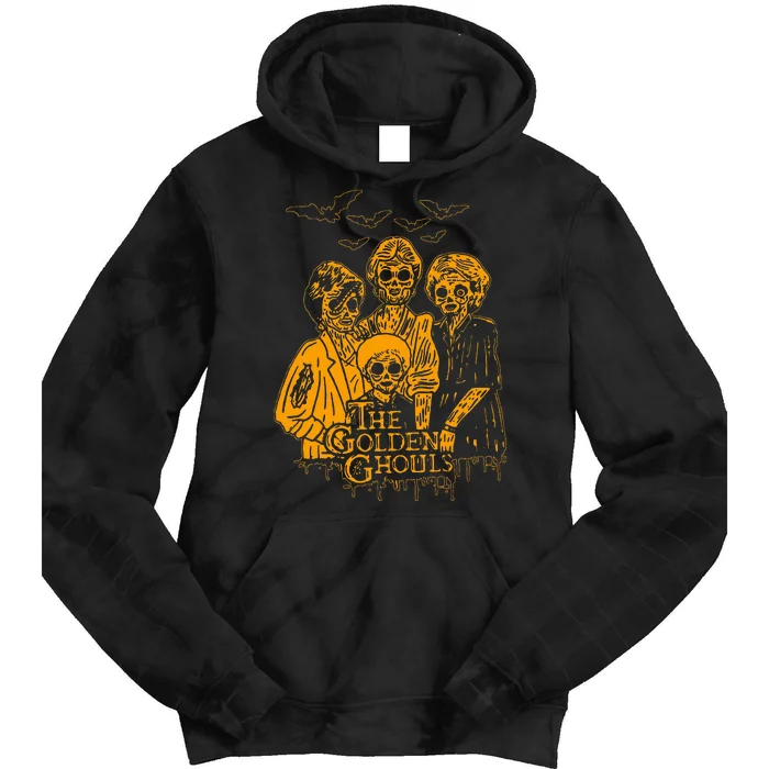 Women The Golden Ghouls Skeleton Bat Halloween Costumes Tie Dye Hoodie