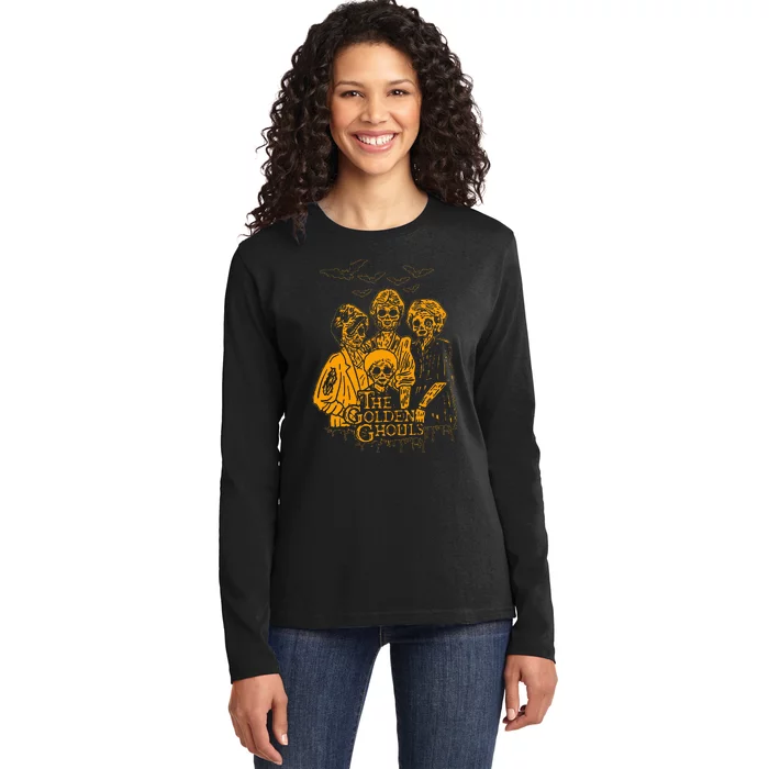 Women The Golden Ghouls Skeleton Bat Halloween Costumes Ladies Long Sleeve Shirt