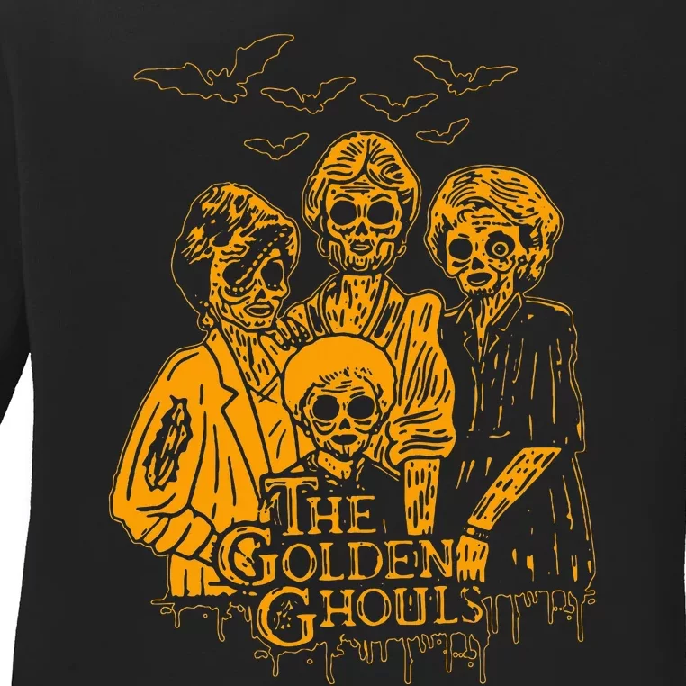 Women The Golden Ghouls Skeleton Bat Halloween Costumes Ladies Long Sleeve Shirt