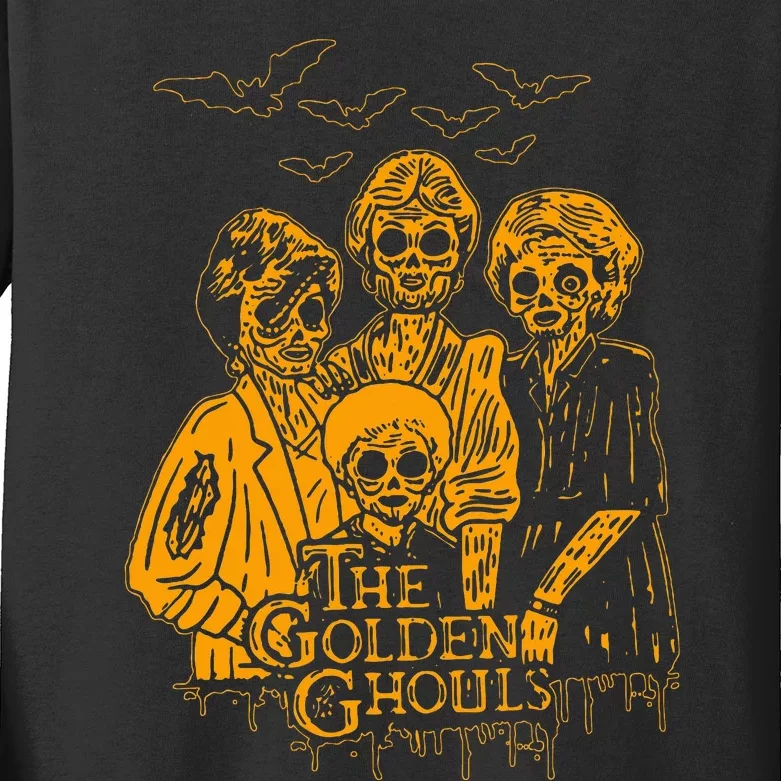 Women The Golden Ghouls Skeleton Bat Halloween Costumes Kids Long Sleeve Shirt