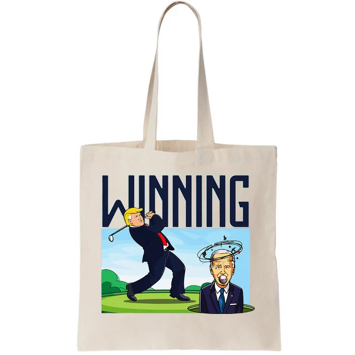 Winning Trump Golf And Biden American Presidential Debate Tote Bag