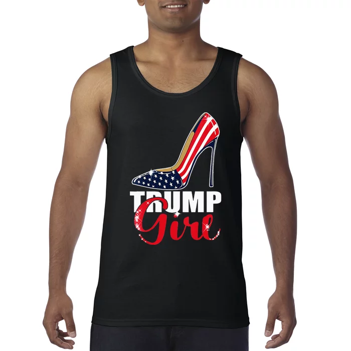 Womens Trump Girl Stilettos High Heel American Flag Trump 2024 Tank Top