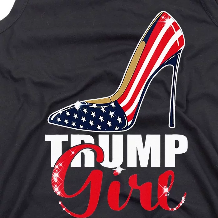 Womens Trump Girl Stilettos High Heel American Flag Trump 2024 Tank Top