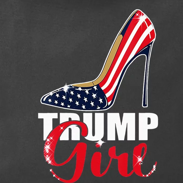 Womens Trump Girl Stilettos High Heel American Flag Trump 2024 Zip Tote Bag