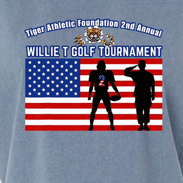 Willie T Golf American Flag Tiger Garment-Dyed Women's Muscle Tee