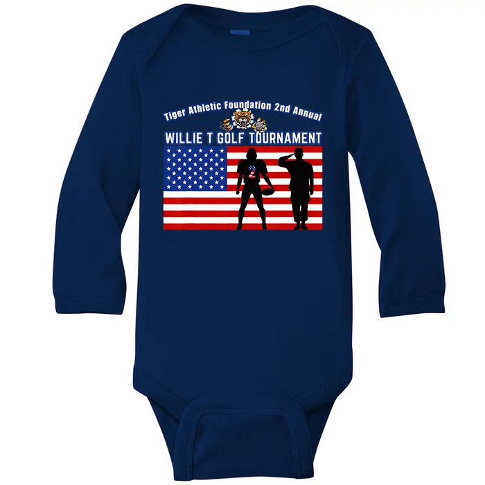 Willie T Golf American Flag Tiger Baby Long Sleeve Bodysuit