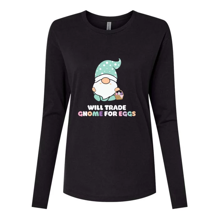 Will Trade Gnome For Easter Eggs Easter Day Gift Womens Cotton Relaxed Long Sleeve T-Shirt