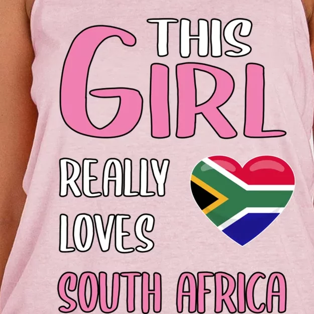 Wo Traveling Gift This Really Loves South Africa Gift Women's Knotted Racerback Tank