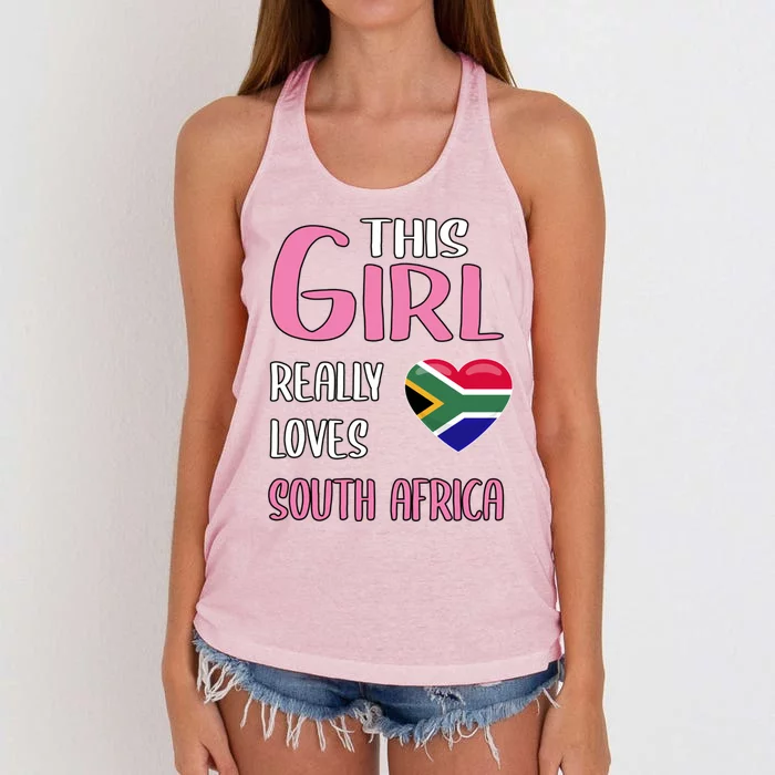 Wo Traveling Gift This Really Loves South Africa Gift Women's Knotted Racerback Tank