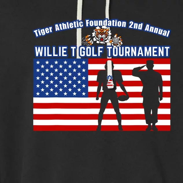 Willie T Golf American Flag Tiger Garment-Dyed Fleece Hoodie