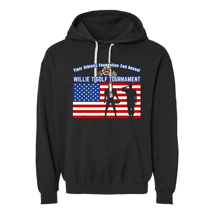 Willie T Golf American Flag Tiger Garment-Dyed Fleece Hoodie