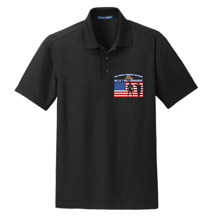 Willie T Golf American Flag Tiger Dry Zone Grid Performance Polo