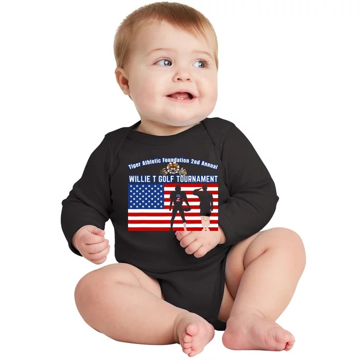 Willie T Golf American Flag Tiger Baby Long Sleeve Bodysuit