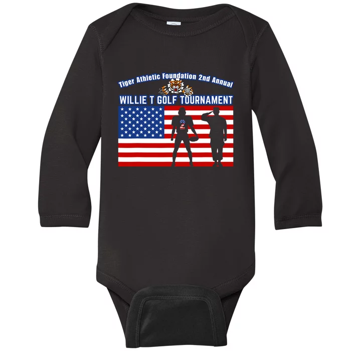 Willie T Golf American Flag Tiger Baby Long Sleeve Bodysuit