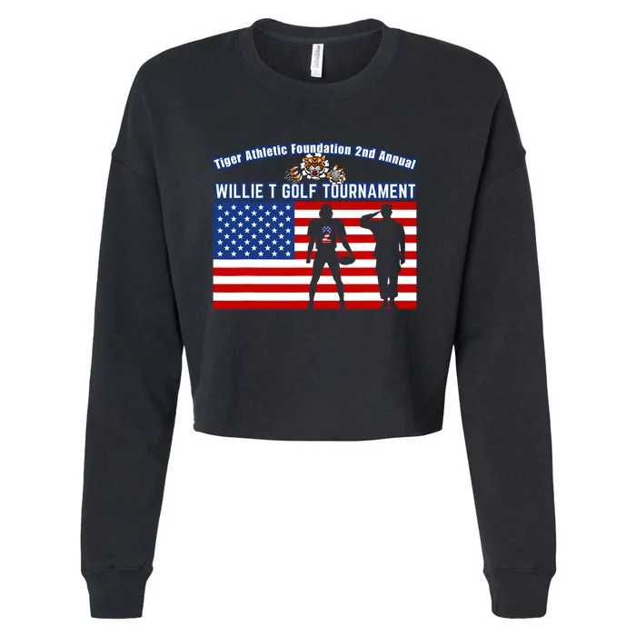 Willie T Golf American Flag Tiger Cropped Pullover Crew