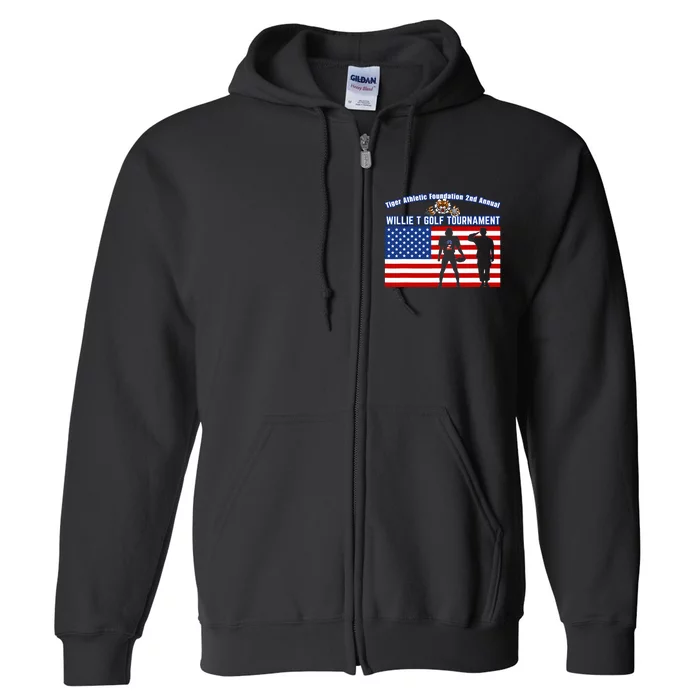 Willie T Golf American Flag Tiger Full Zip Hoodie