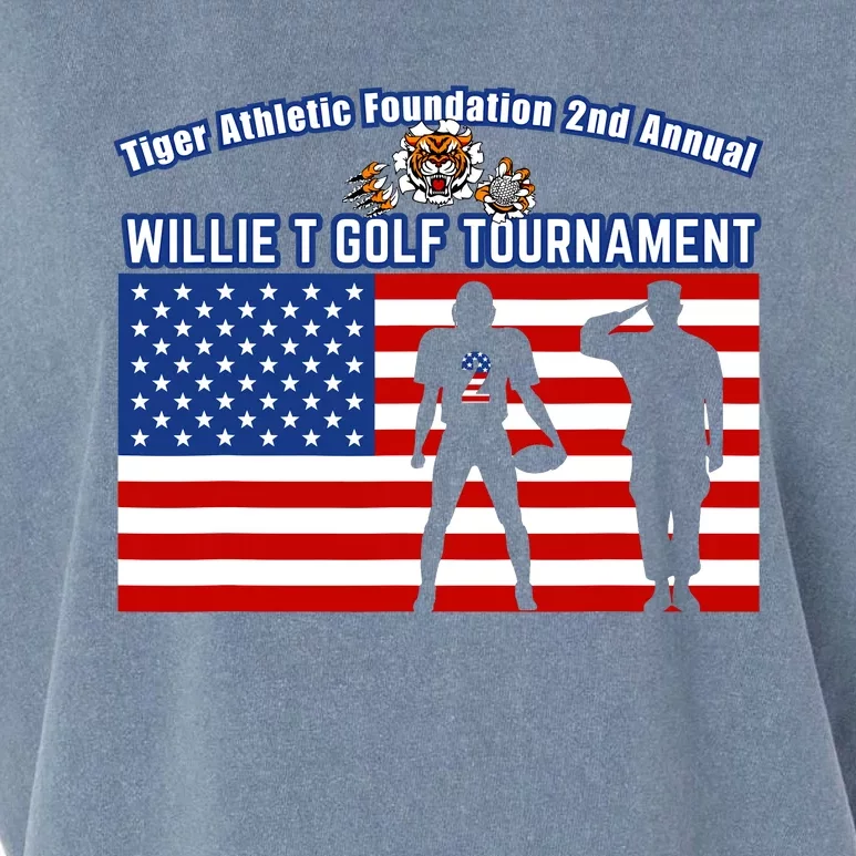 Willie T Golf American Flag Tiger Garment-Dyed Women's Muscle Tee