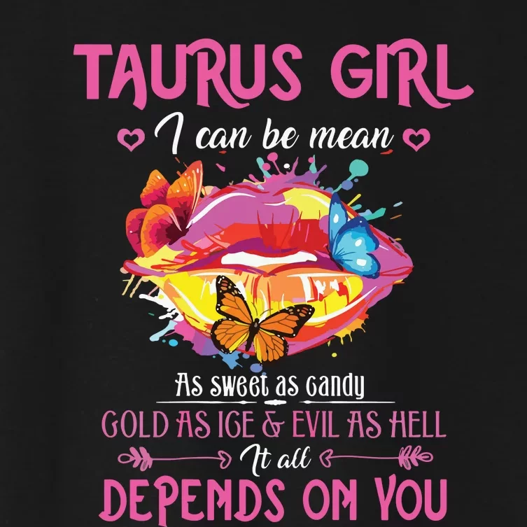 Womens Taurus Girl Lips April May Queen Birthday Zodiac Astrology Women's Crop Top Tee