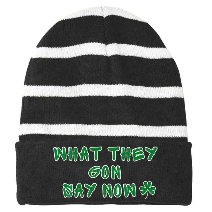 What They Gon Say Now What They Gonna Say Now Basketball Striped Beanie with Solid Band