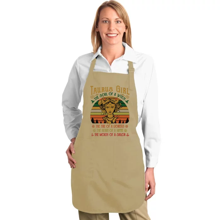 Womens Taurus Girl The Soul Of A Witch The Fire Of A Lioness Full-Length Apron With Pocket