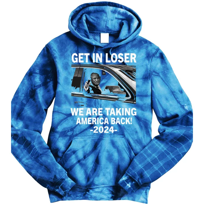 Women Trump Get In Loser We Are Taking America Back Trump 2024 Vneck Tie Dye Hoodie