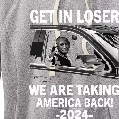 Women Trump Get In Loser We Are Taking America Back Trump 2024 Vneck Women's Fleece Hoodie